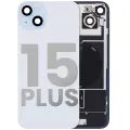 Back Glass With Steel Plate With Wireless NFC Charging MagSafe Magnet & Flashlight Flex Compatible For iPhone 15 Plus (Used OEM Pull: Grade A) (Blue)