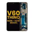 OLED Assembly With Frame Compatible For LG V60 ThinQ 5G (Non-Verizon 5G UW Frame) (Refurbished) (Classy Blue / Gold Frame)