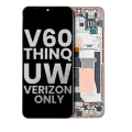 OLED Assembly With Frame Compatible For LG V60 ThinQ 5G UW (Verizon 5G UW Frame Only) (Used OEM Pull: Grade B/C) (Classy Blue / Gold Frame)